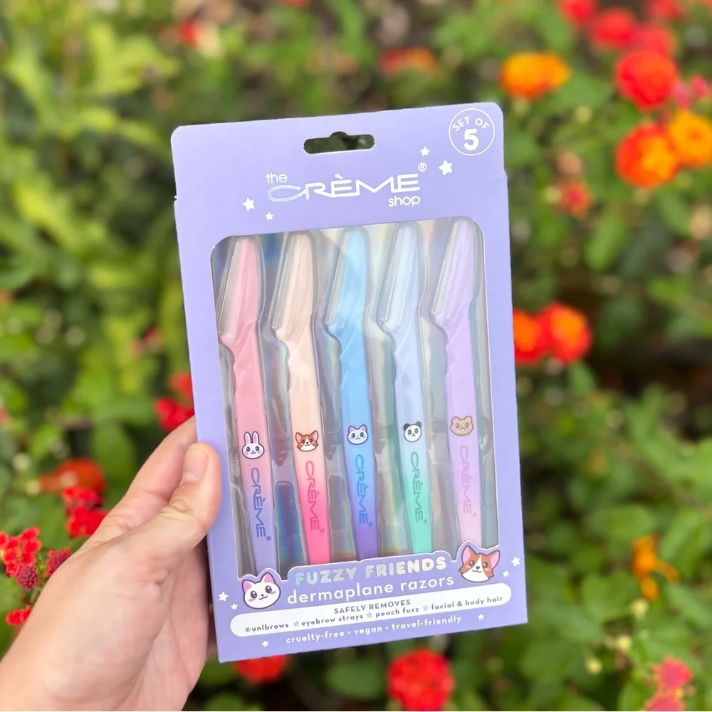 BNIB The Crème Shop Set of 5 Fuzzy Friends Dermaplane Razors